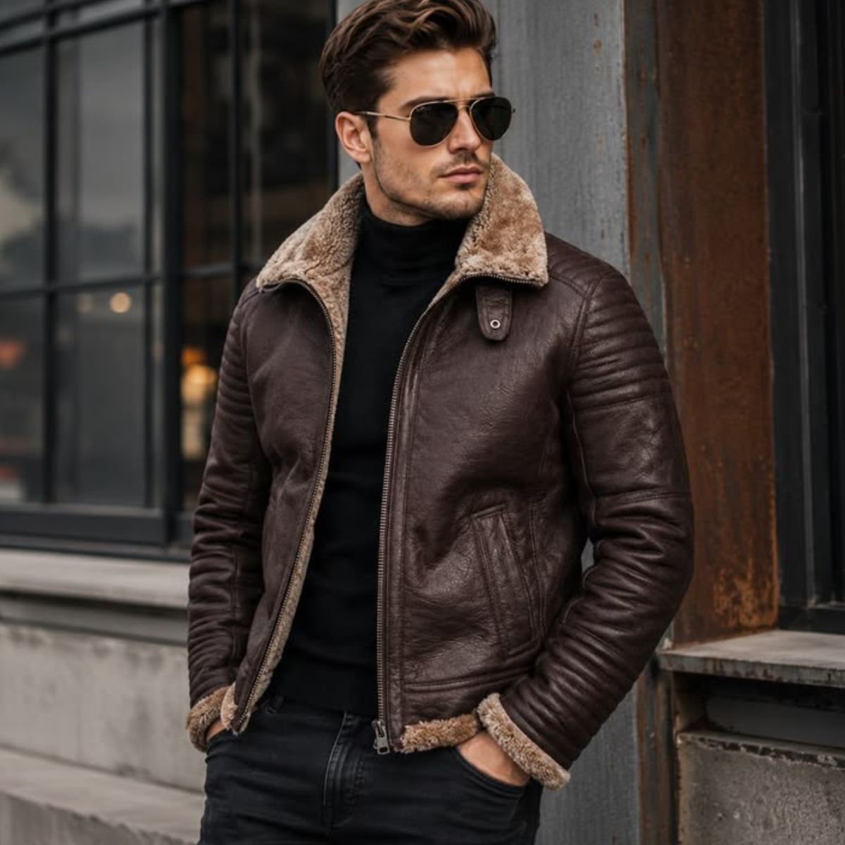 Men's Shearling Leather Jackets showcasing warm, cold-weather leather craftsmanship