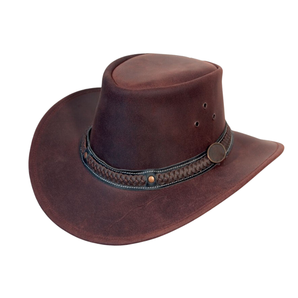 A women's leather cowboy hat made in Australia

