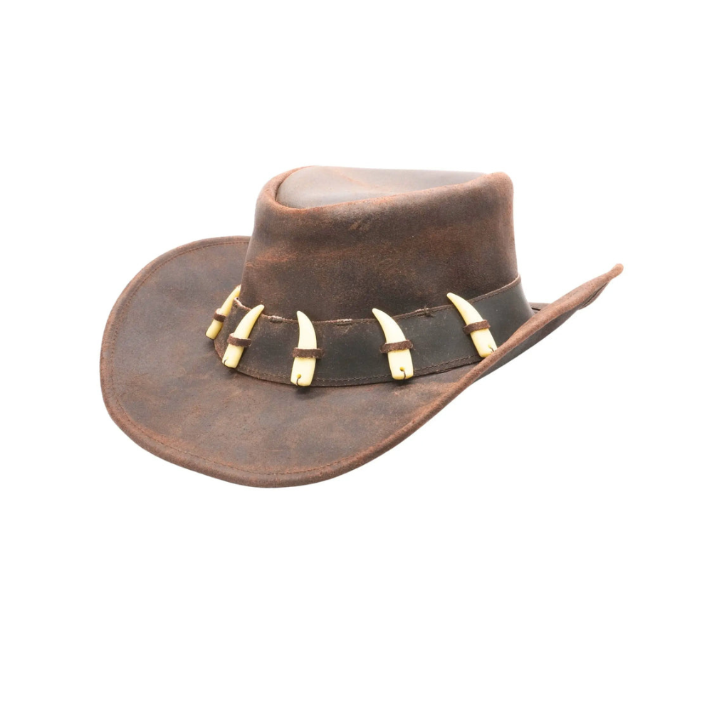Australian leather hat with crocodile band
