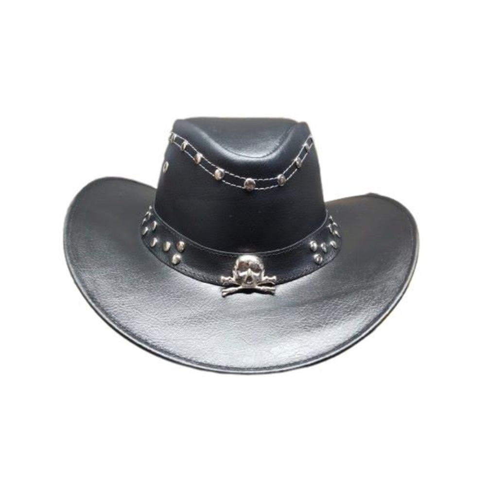 Beads design cowboy leather top hat





