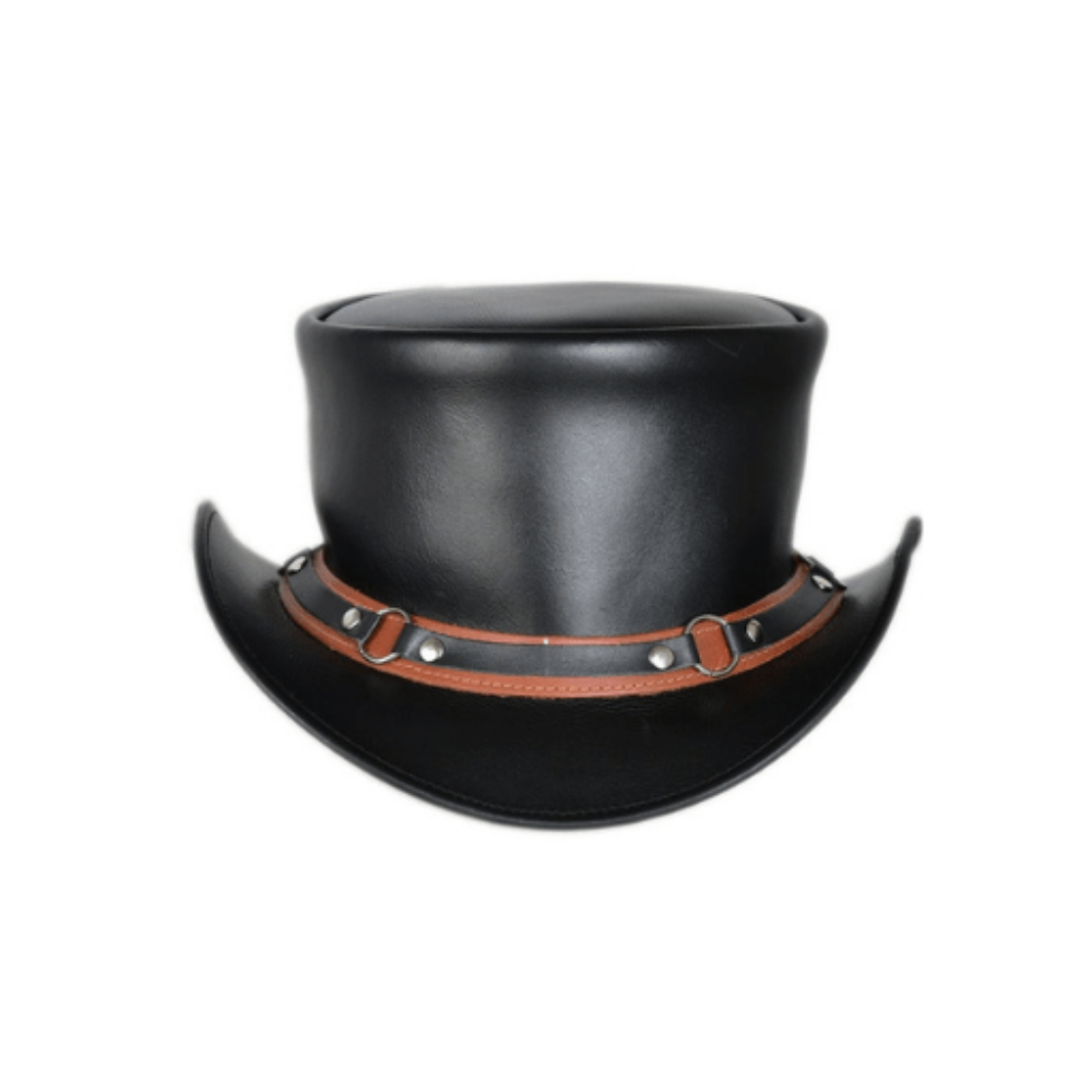 Black Leather Top Hat for Women
