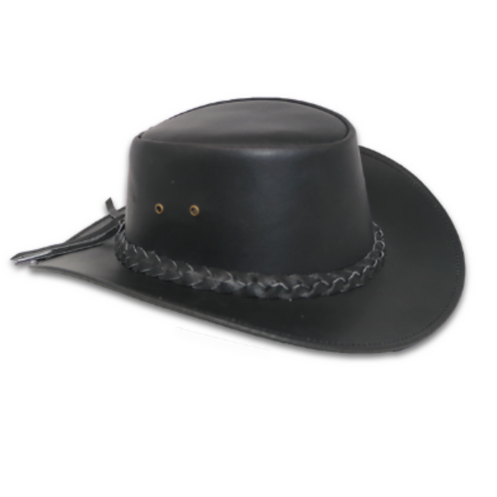 Black Leather Western Hat