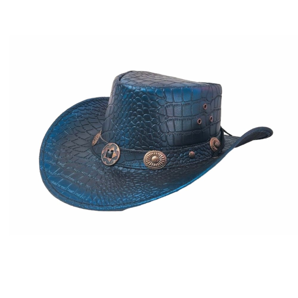 Blue Crocodile Embossed Cowboy Hat