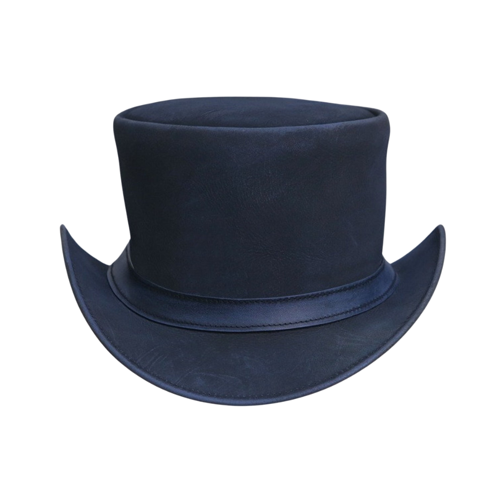 Blue Leather Top Hat
