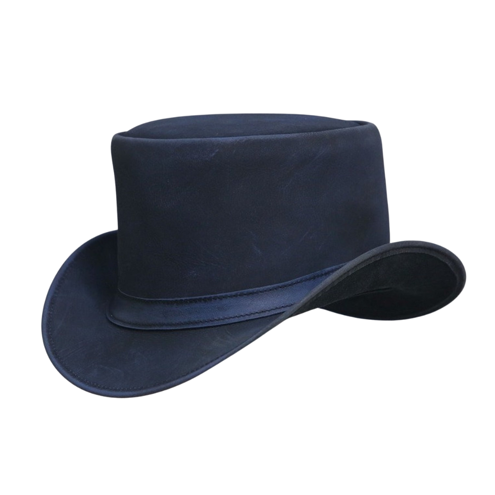 Blue Leather Top Hat, Victorian Style