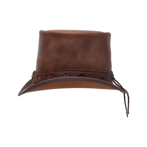 Brown Buffalo Leather Top Hat
