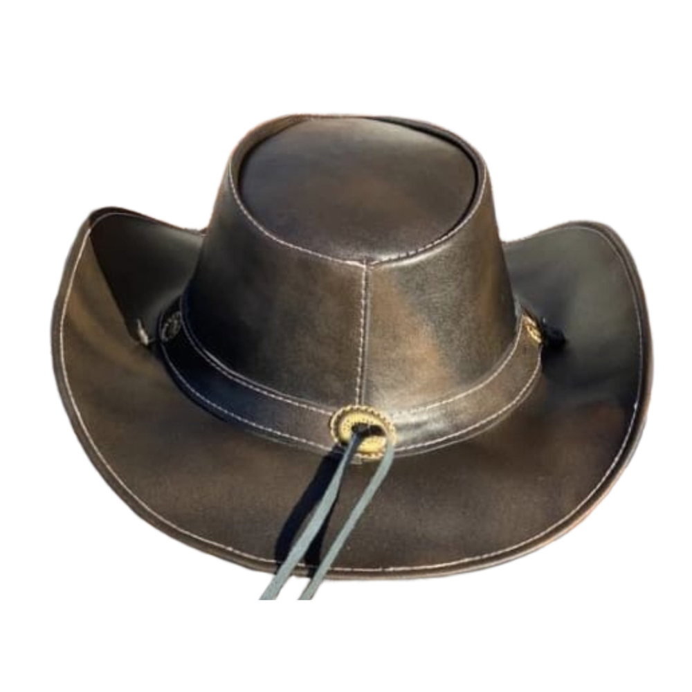 Brown Leather Cowboy Hat, Handmade
