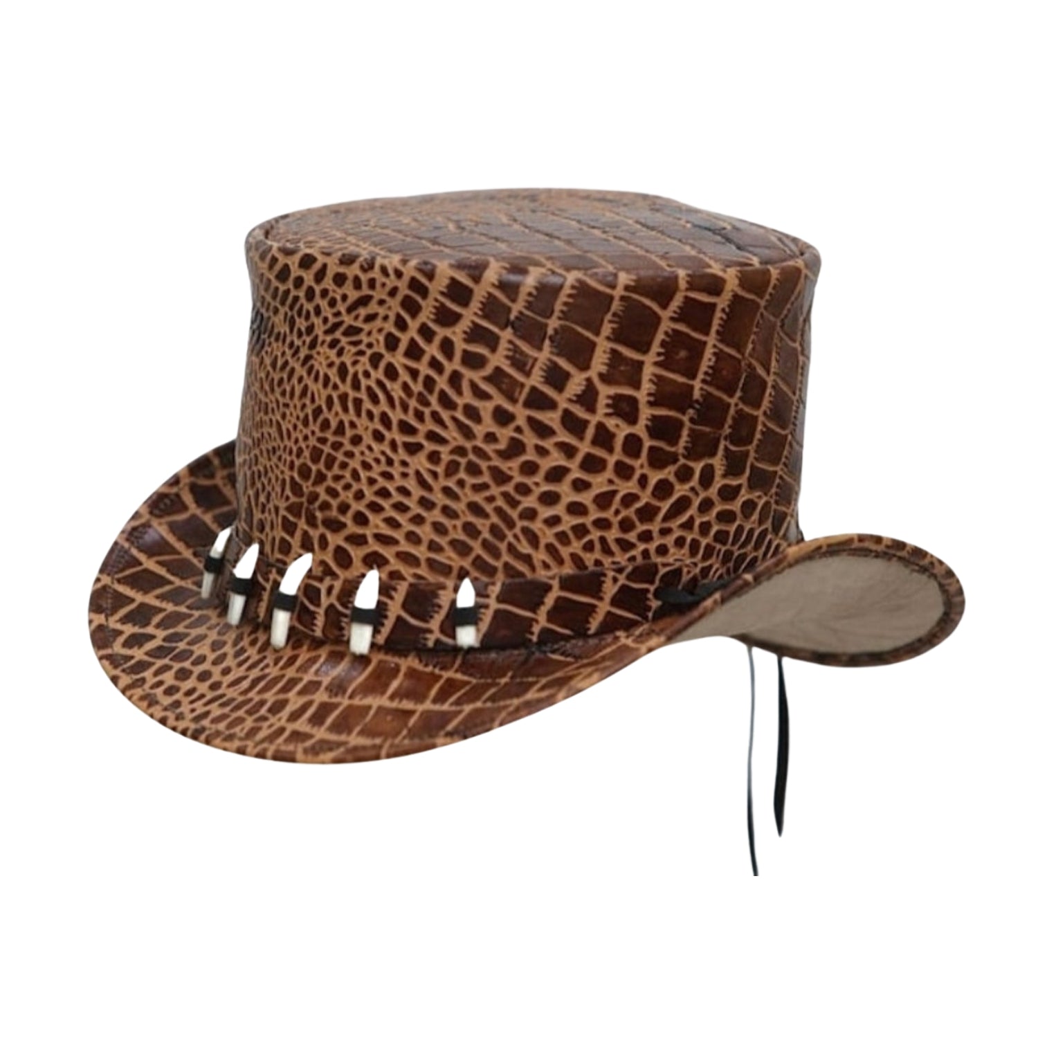 Brown Leather Steampunk Top Hat

