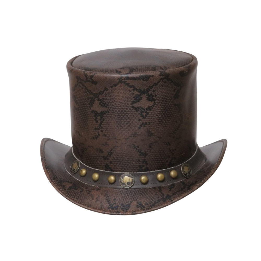 Brown Leather Top Hat