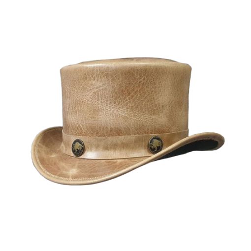 Brown Voodoo leather top hat
