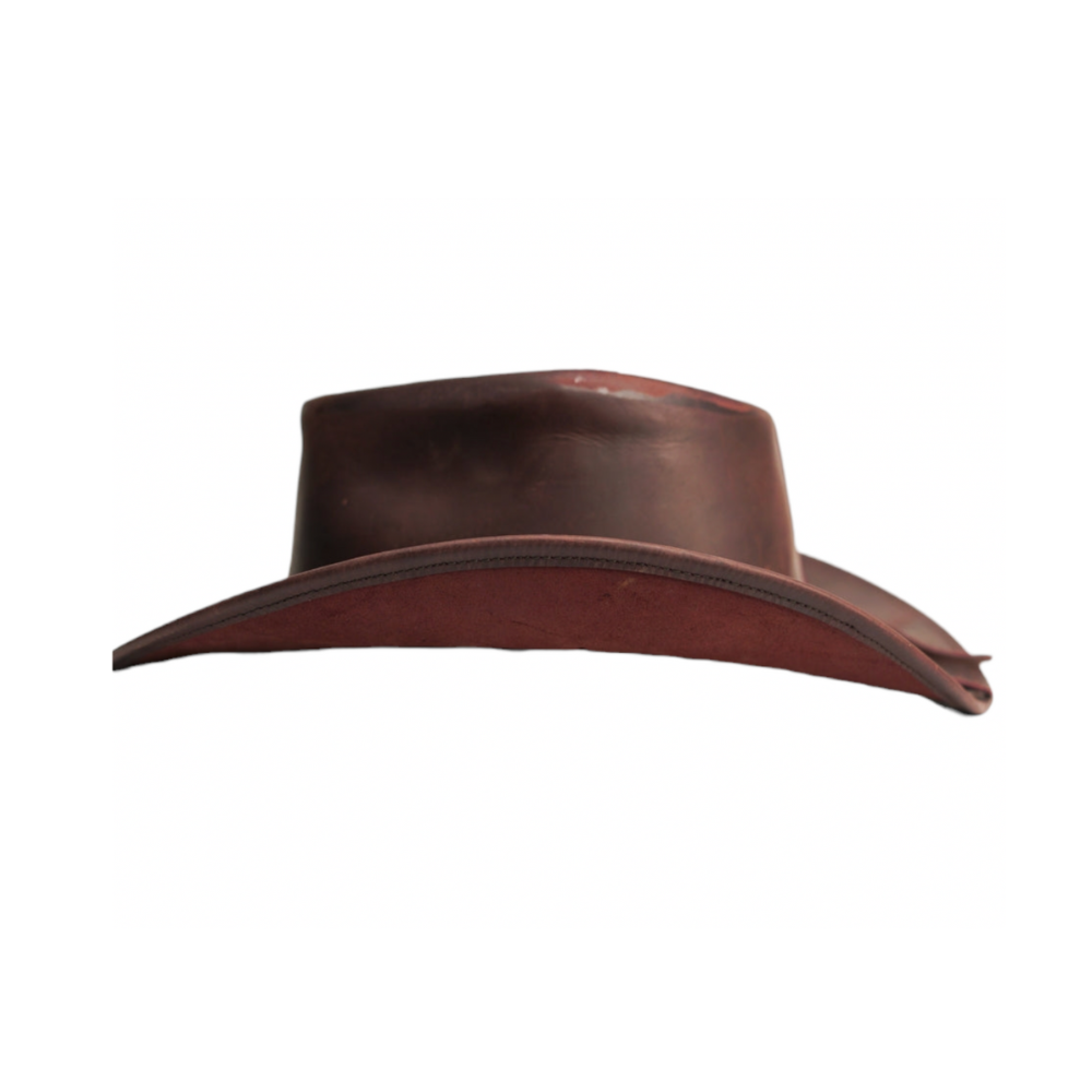 Brown leather hat on a white background