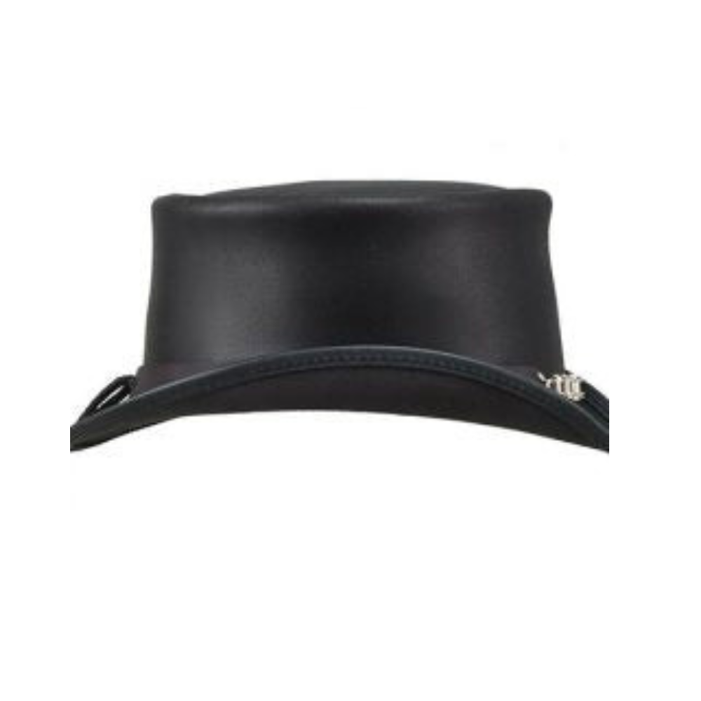 Black leather hat on a white background