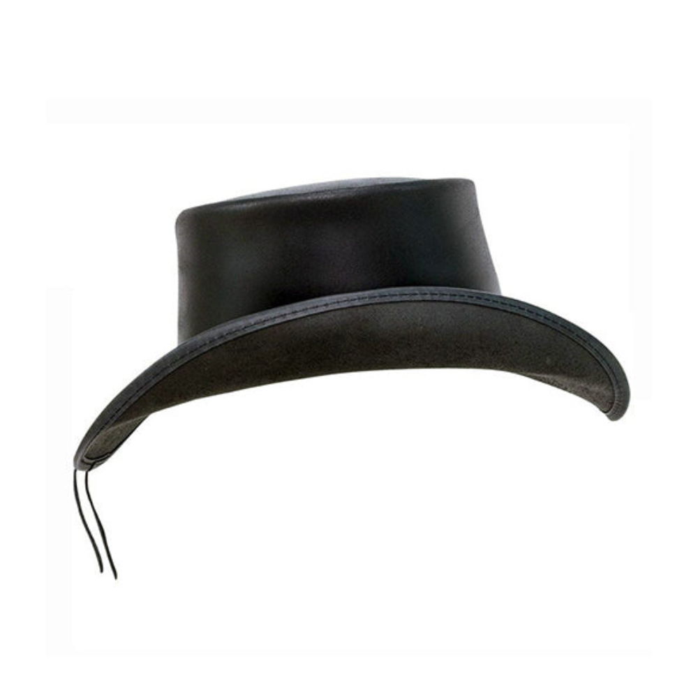 Black leather hat on a white background