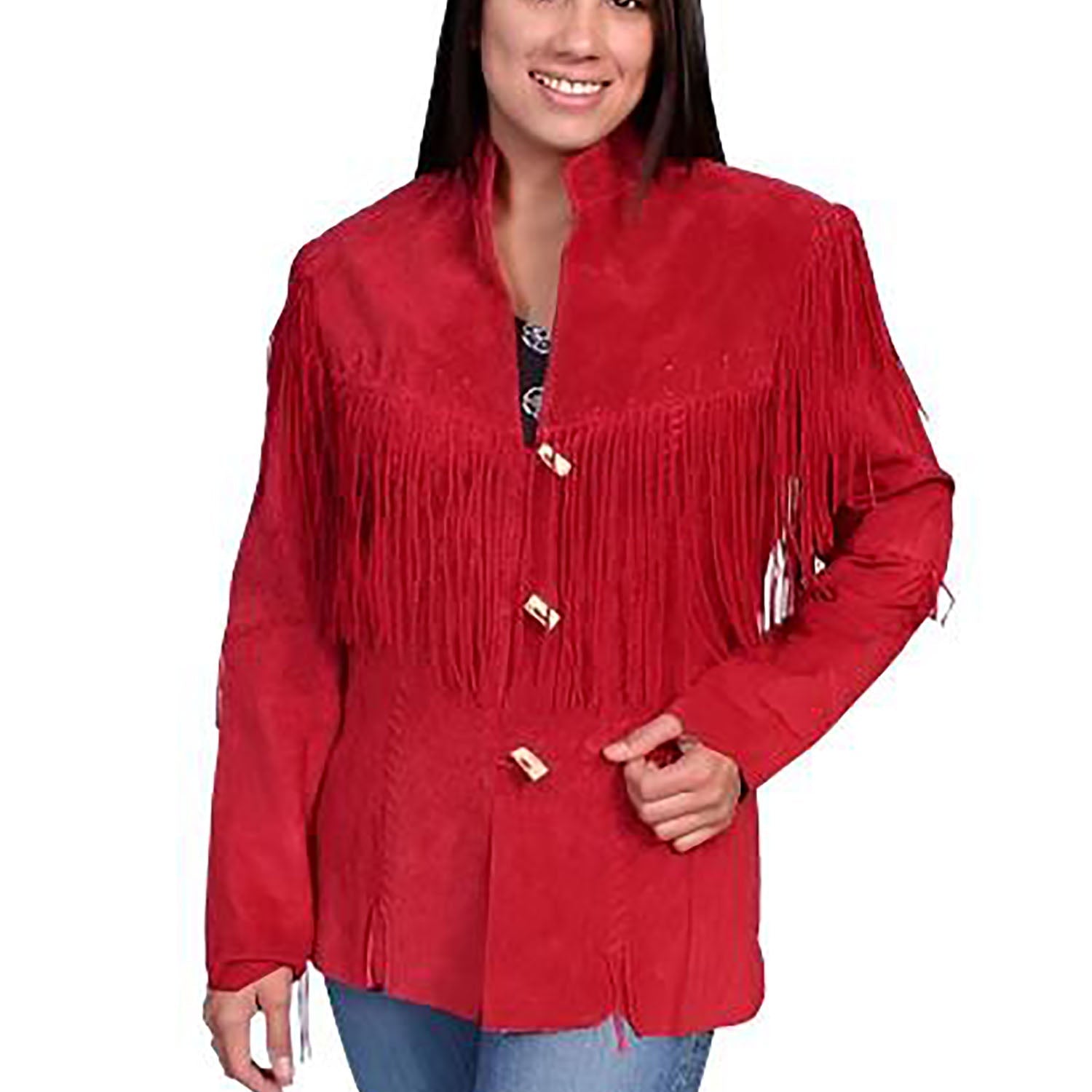 Cowgirl Brown Suede Leather Fringe Jacket Coat back view