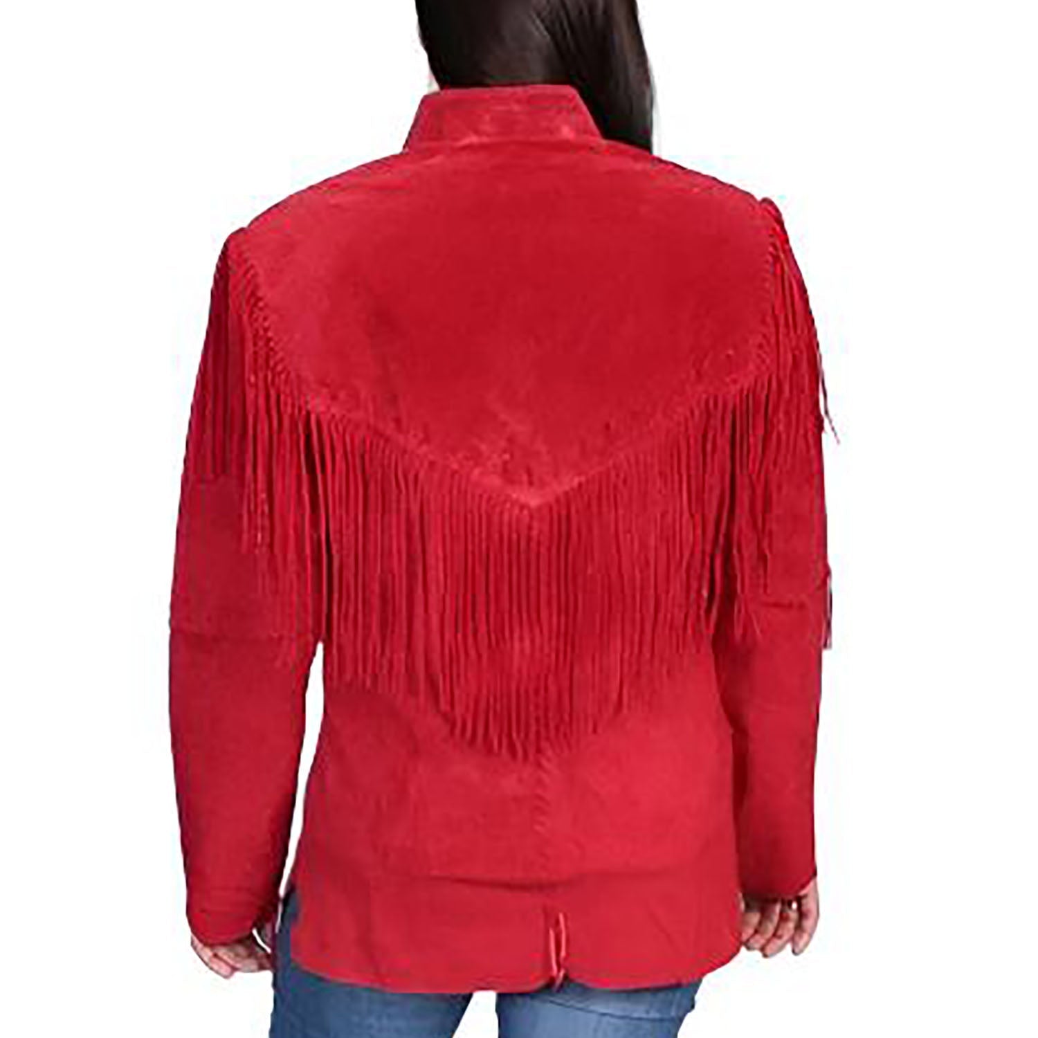 Cowgirl Brown Suede Leather Fringe Jacket Coat close-up detail