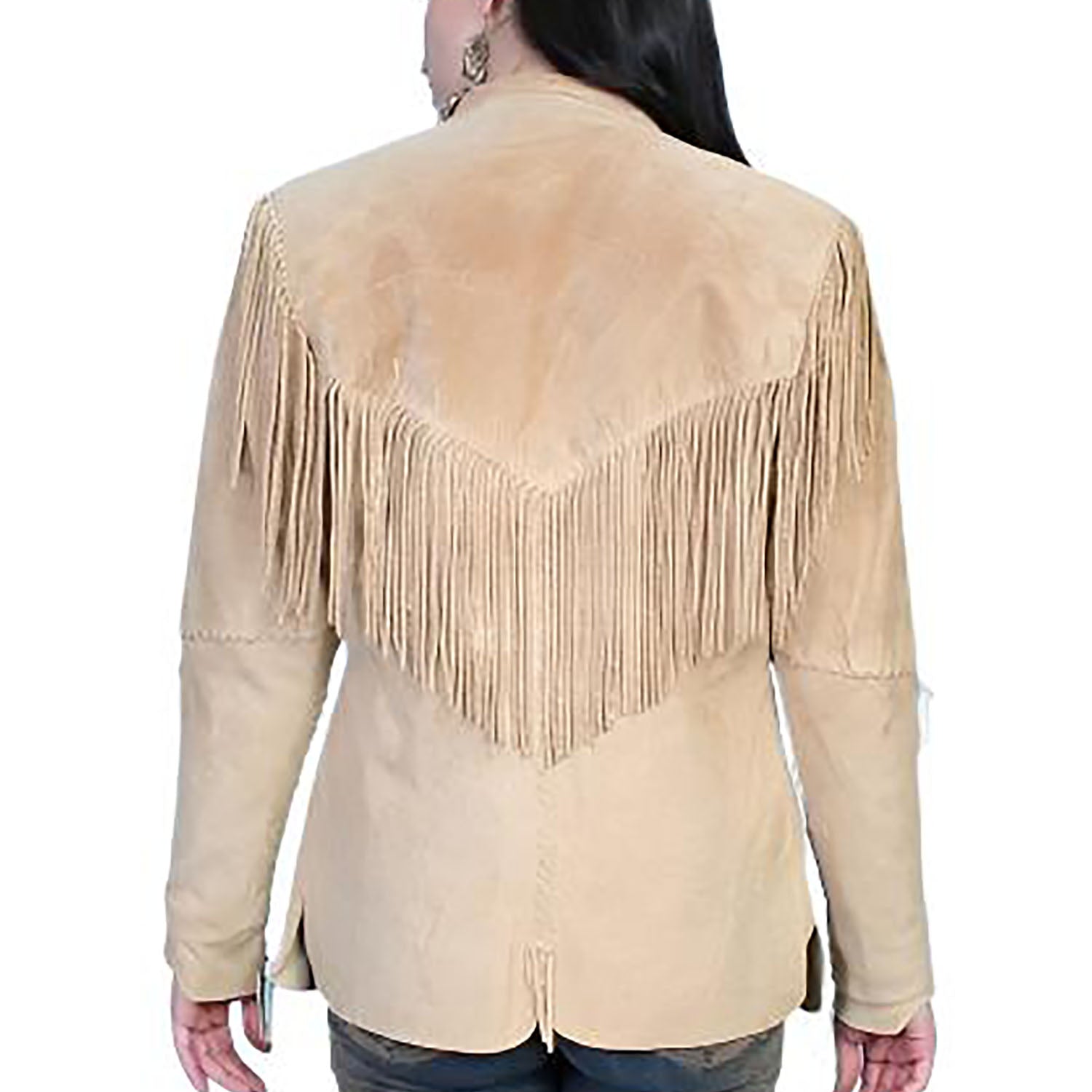 Cowgirl Brown Suede Leather Fringe Jacket Coat full view
