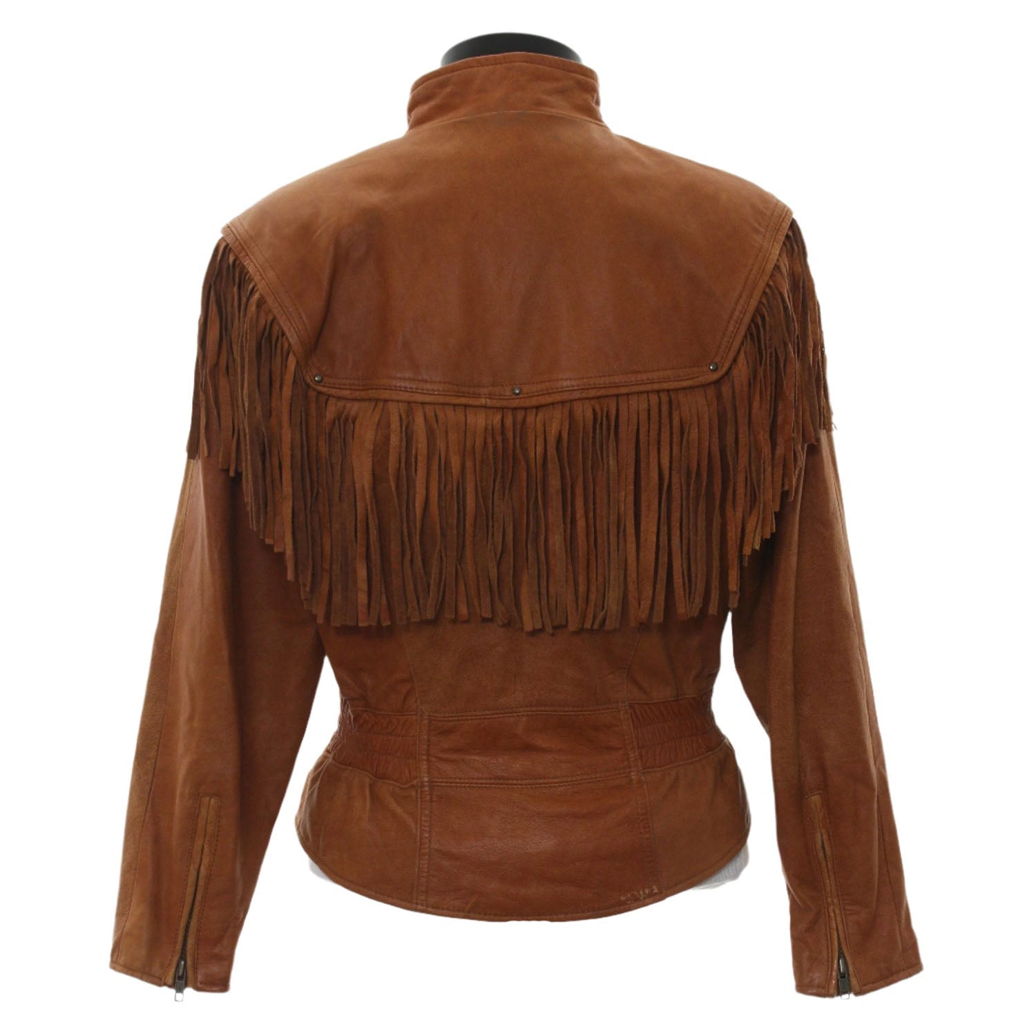 Cowgirl Brown Suede Leather Fringes Biker Jacket side view