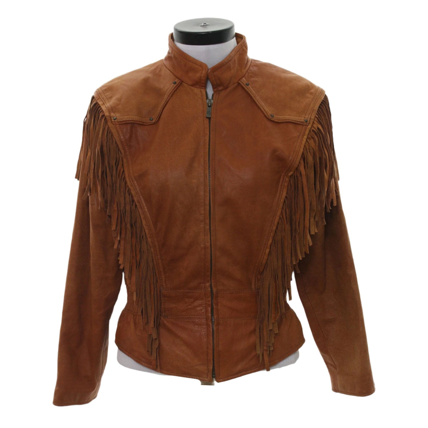 Cowgirl Brown Suede Leather Fringes Biker Jacket front view