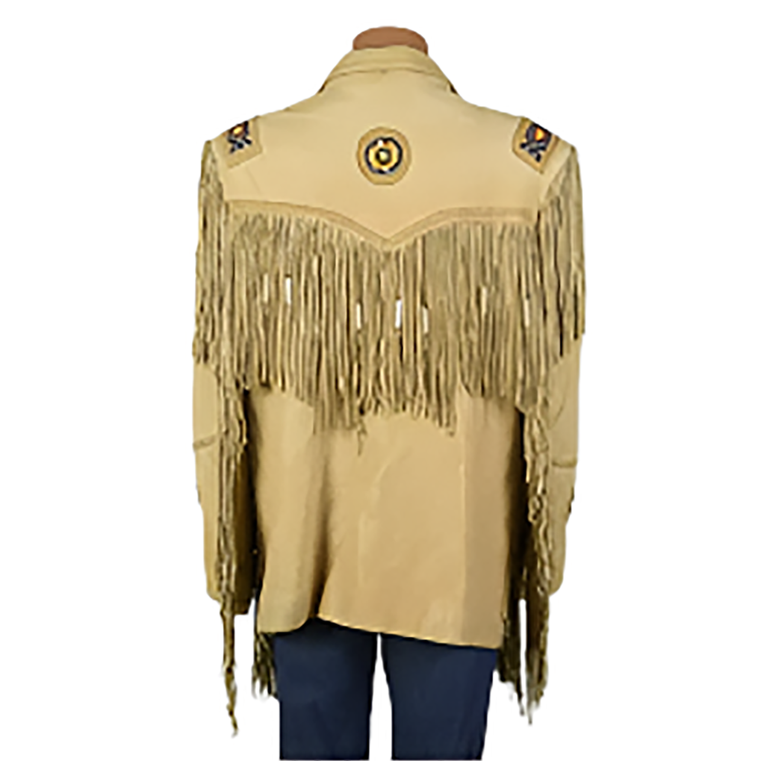 Cowgirl Beige Leather Fringes Beaded Jacket side view
