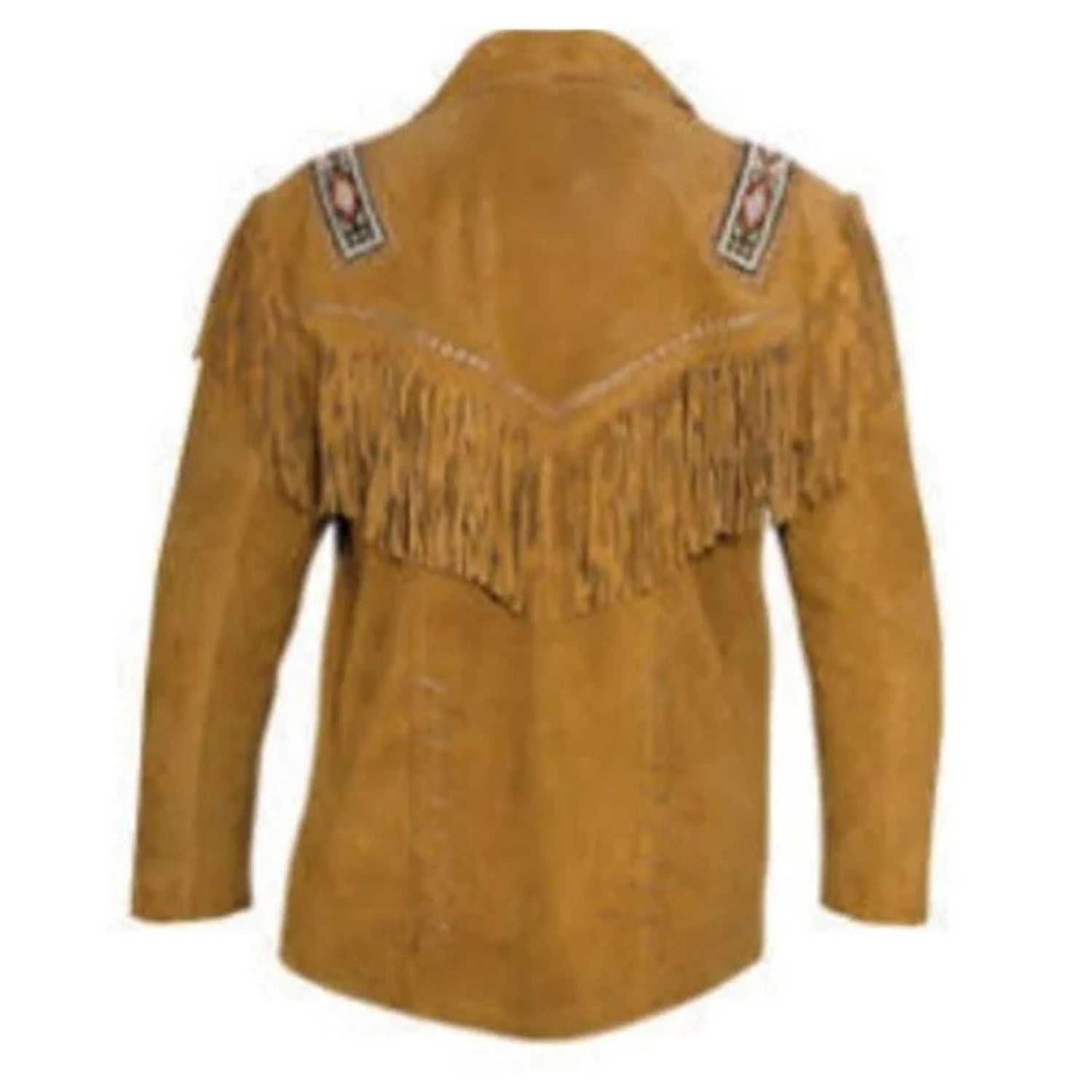 Cowgirl Brown Suede Leather Fringe Beaded Jacket side view