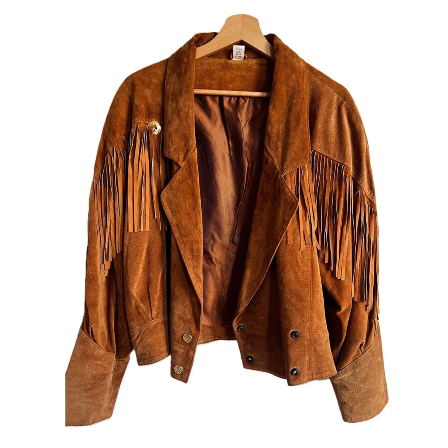 Cowgirl Brown Suede Leather Fringe Biker Jacket front view