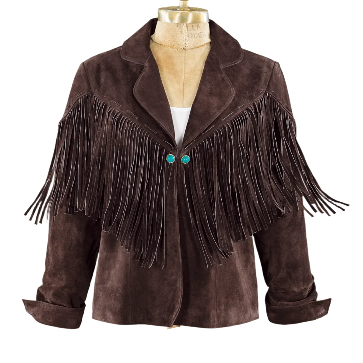 Cowgirl Brown Suede Leather Fringe Jacket front view