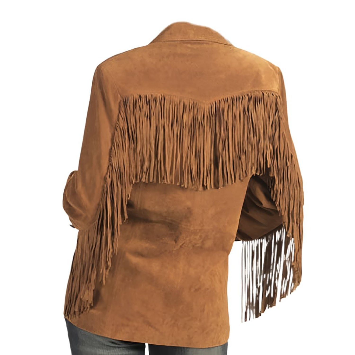 Cowgirl Brown Suede Leather Fringe Jacket side view