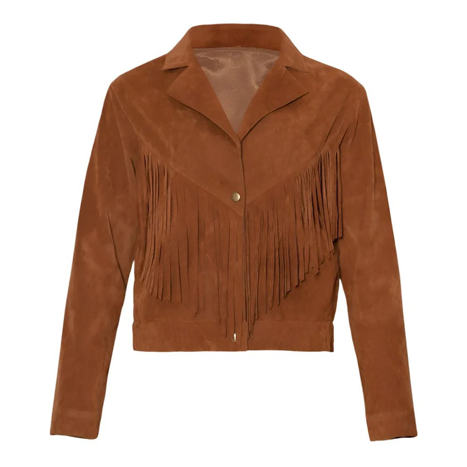 Cowgirl Brown Suede Leather Fringe Jacket front view