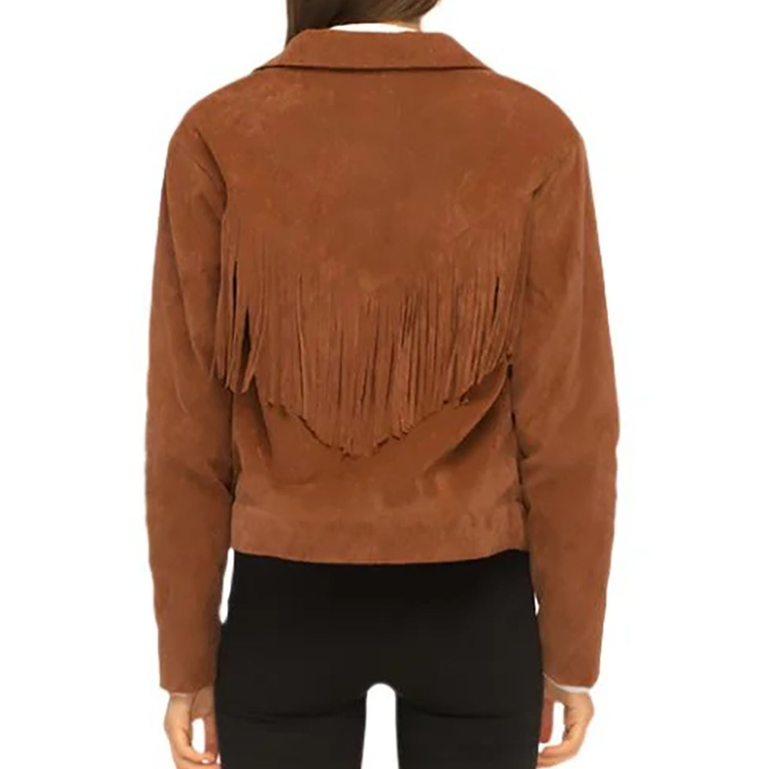 Cowgirl Brown Suede Leather Fringe Jacket side view
