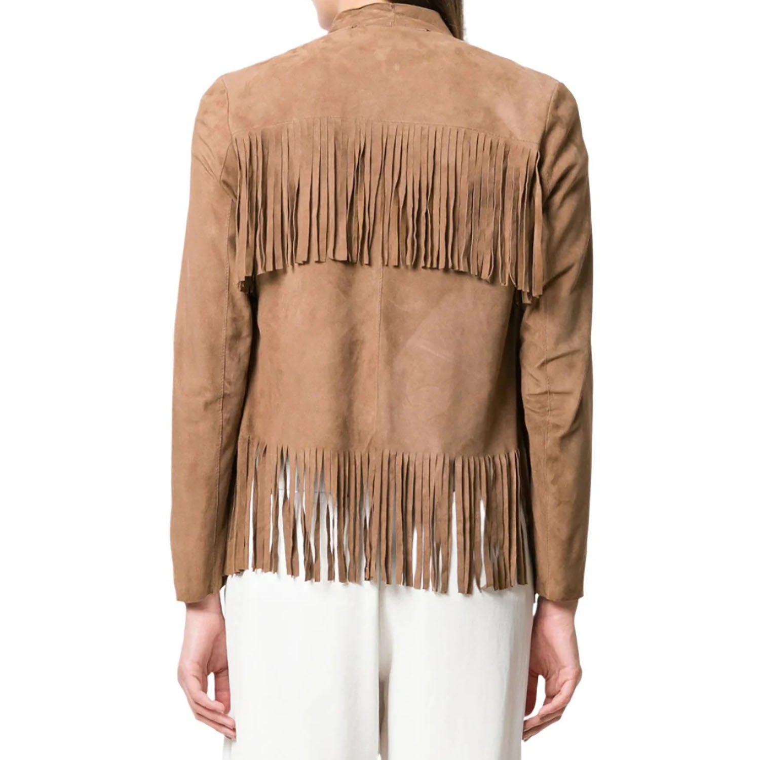 Cowgirl Brown Suede Leather Fringe Jacket side view