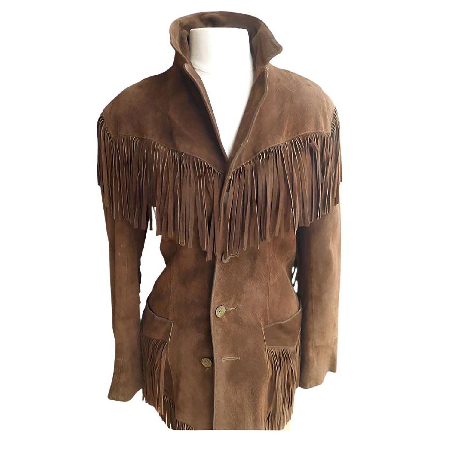 Cowgirl Brown Suede Leather Fringe Jacket front view