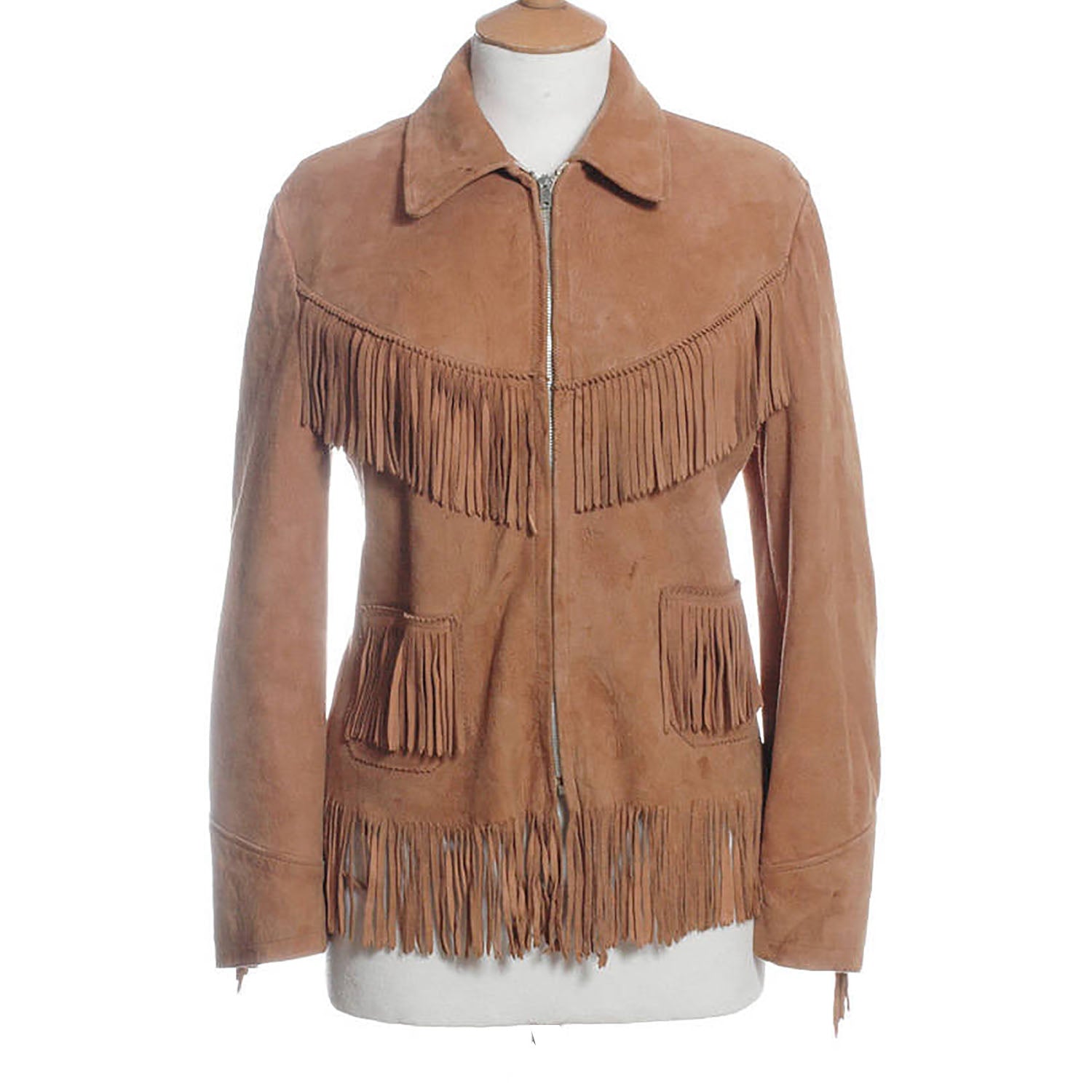 Cowgirl Brown Suede Leather Fringe Jacket front view
