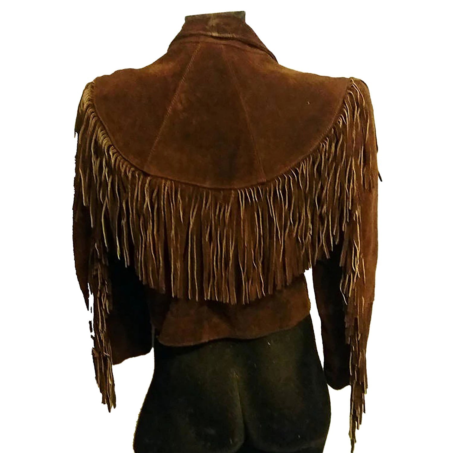 Cowgirl Brown Suede Leather Fringe Short Body Jacket side view