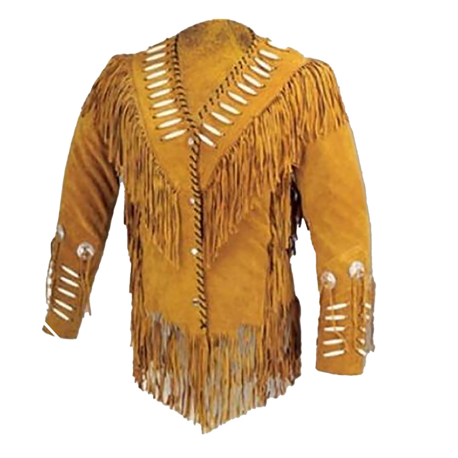 Cowgirl Yellow Suede Leather Fringes Jacket front view