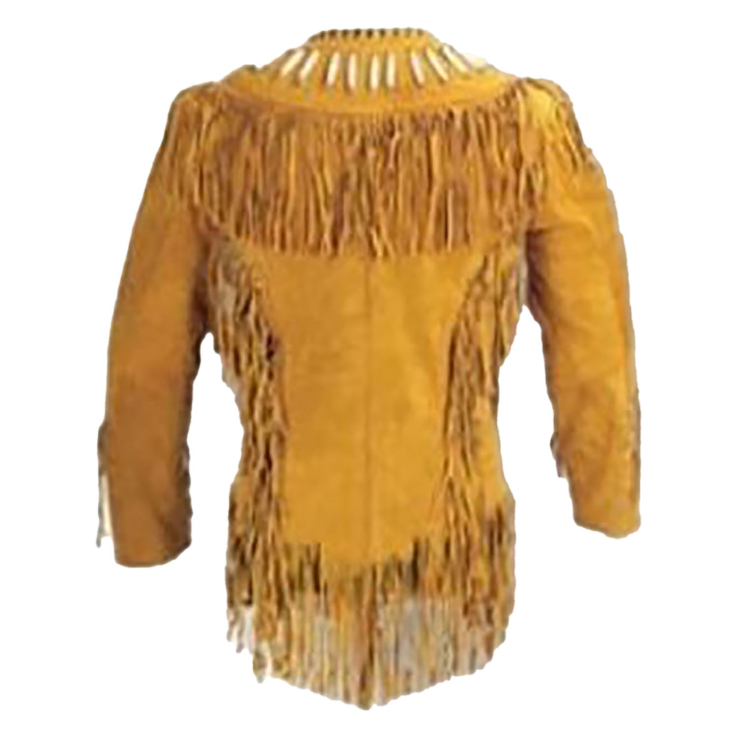 Cowgirl Yellow Suede Leather Fringes Jacket side view
