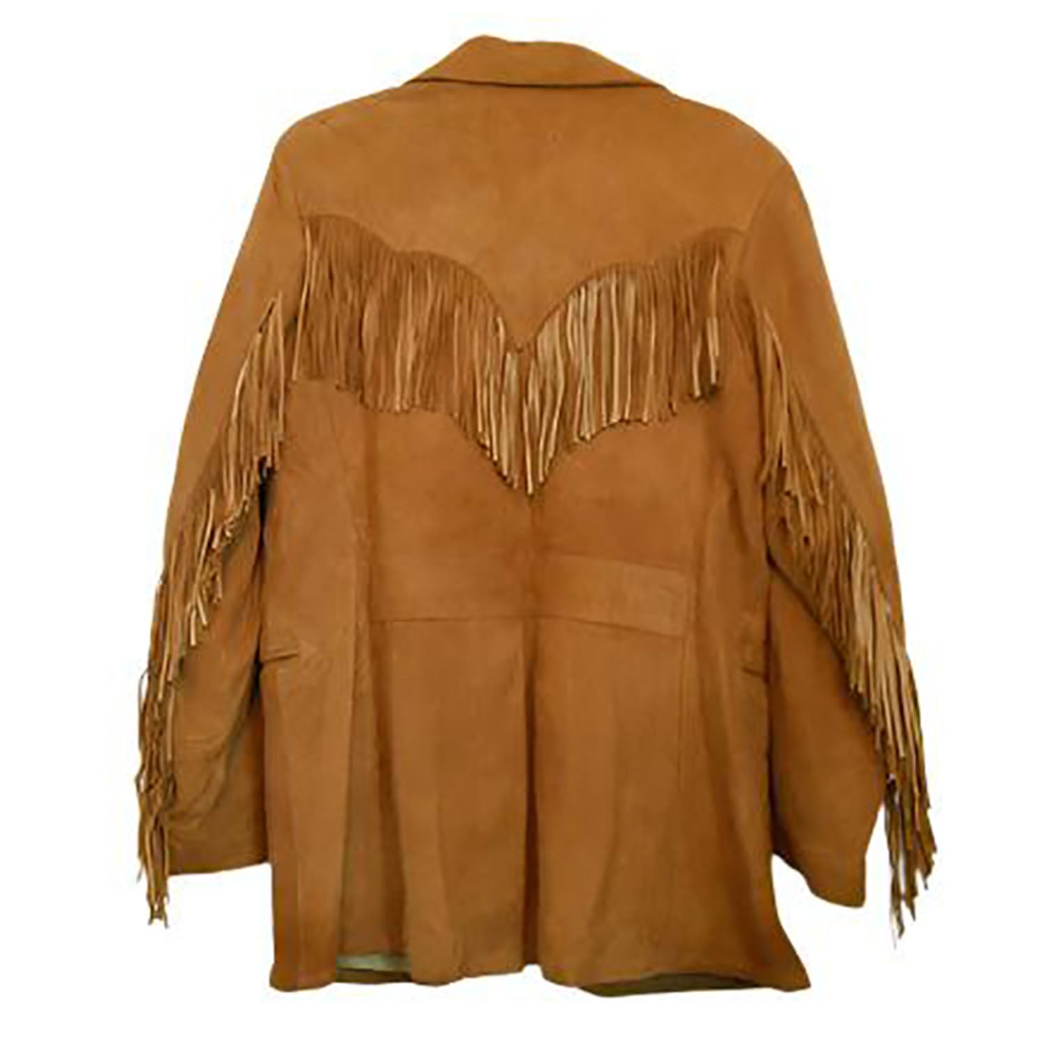Cowgirl's Brown Suede Leather Fringe Long Jacket Coat side view
