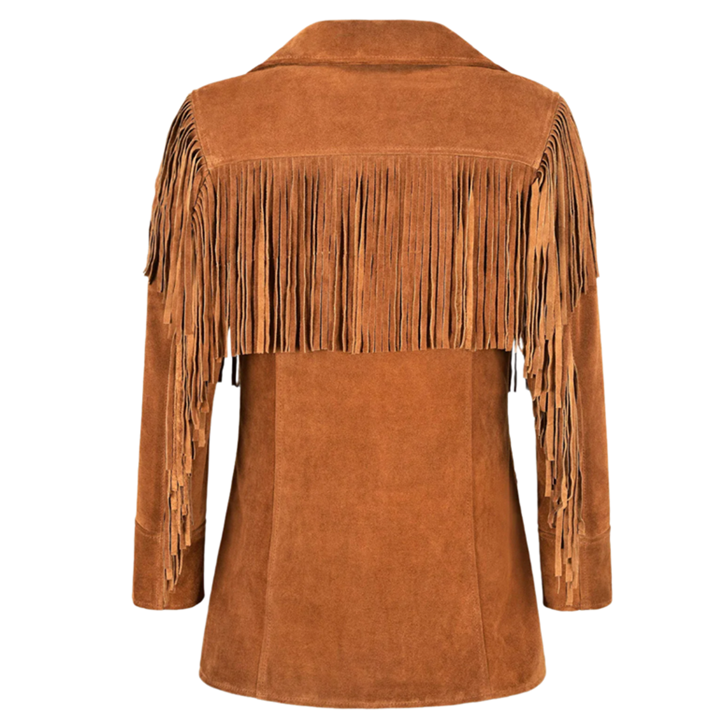 Cowgirl's Western Brown Suede Leather Fringe Jacket side view