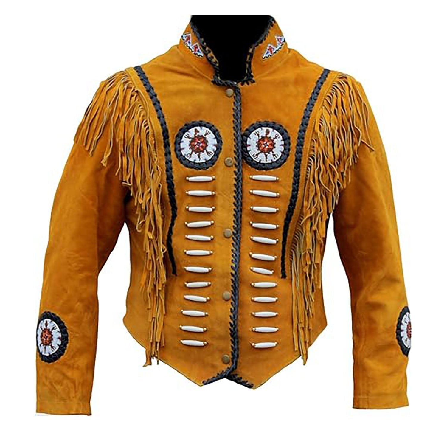 Cowgirl's Western Brown Suede Leather Fringe Jacket front view