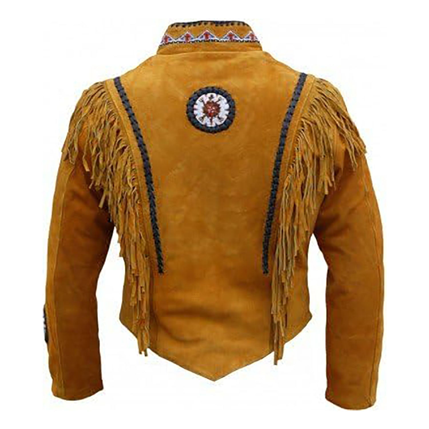 Cowgirl's Western Brown Suede Leather Fringe Jacket back view
