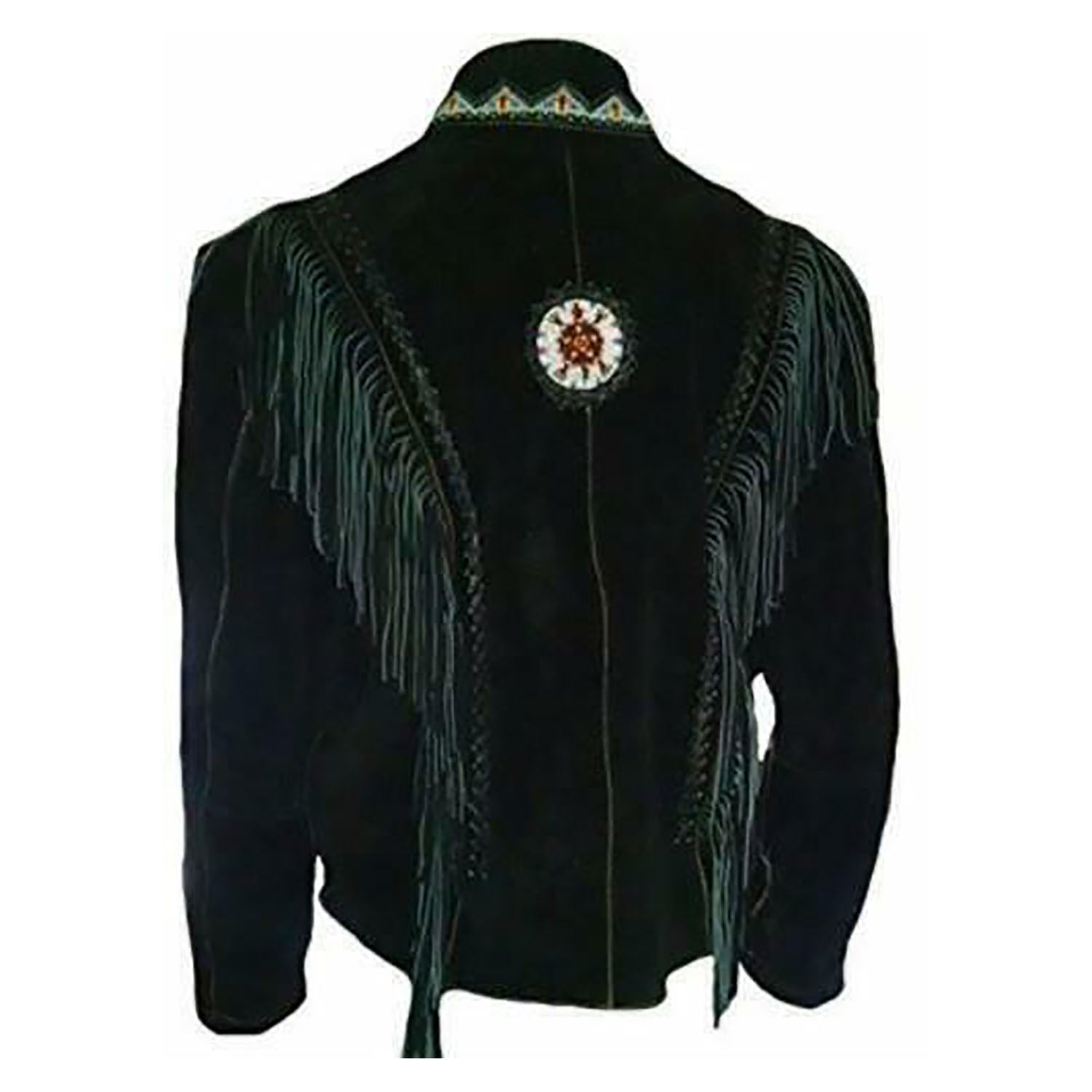 Cowgirl's Western Brown Suede Leather Fringe Jacket close-up detail