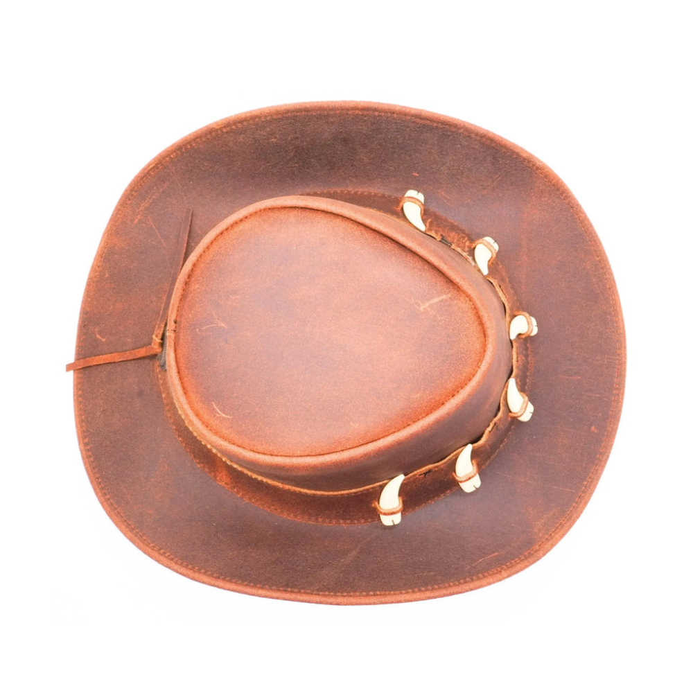 Dundee-style Outback hat with crocodile teeth

