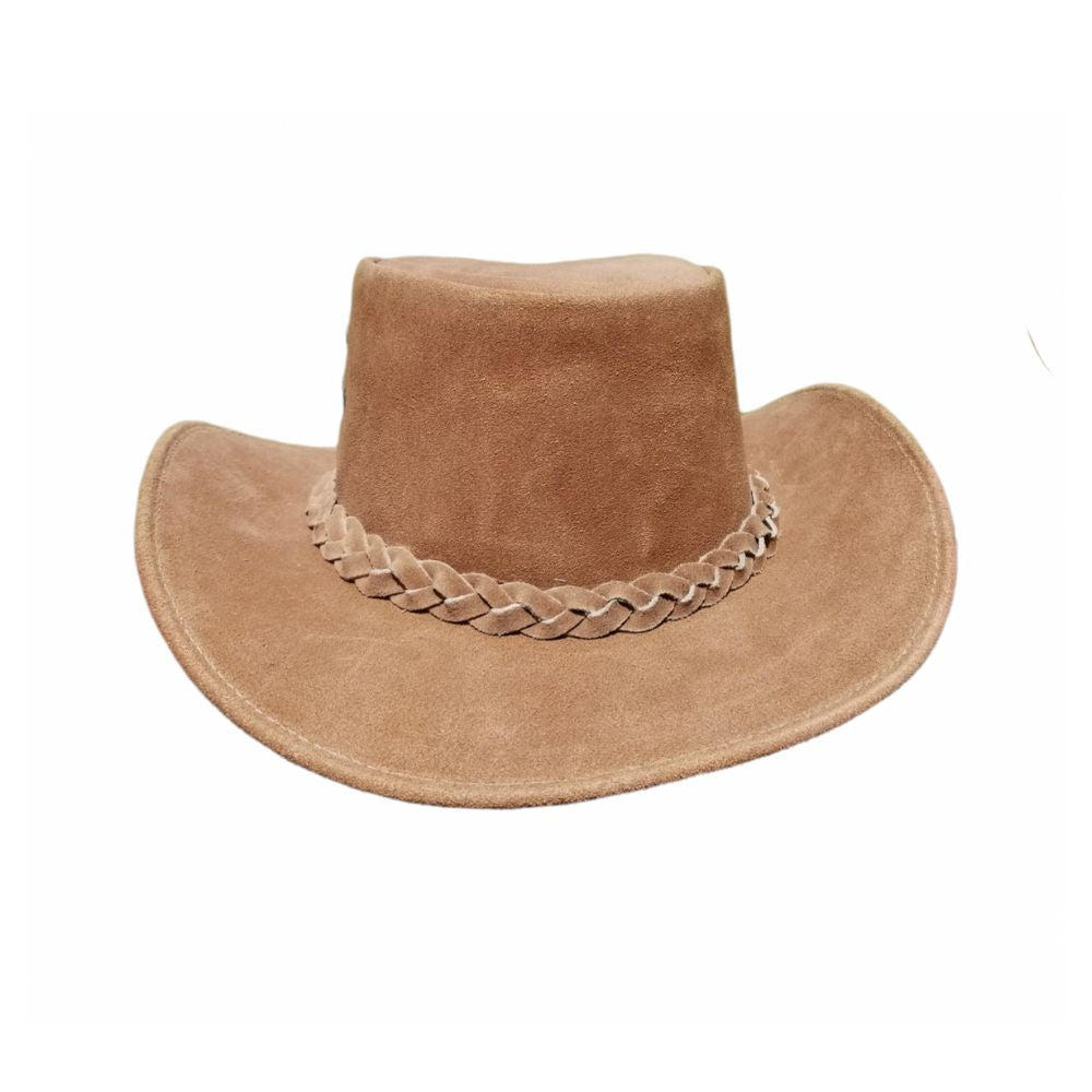 Durable Australian leather hat, classic bushman design.

