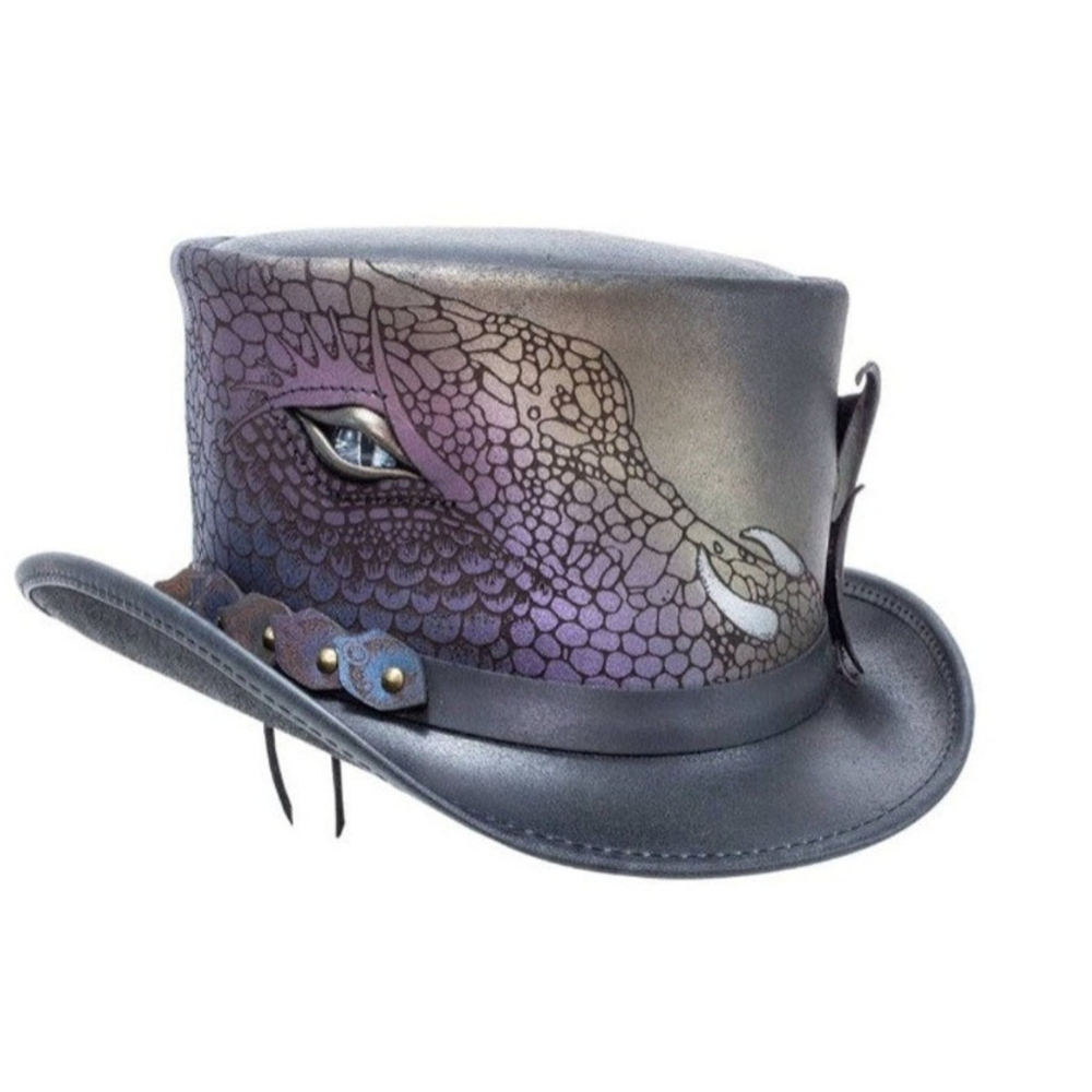 Gothic steampunk top hat with stylish band
