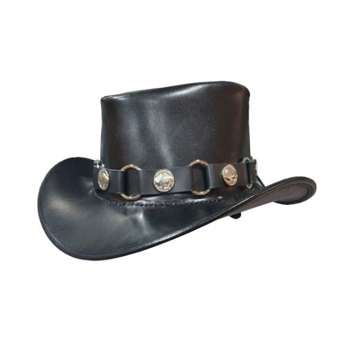  Handcrafted Black Leather Top Hat