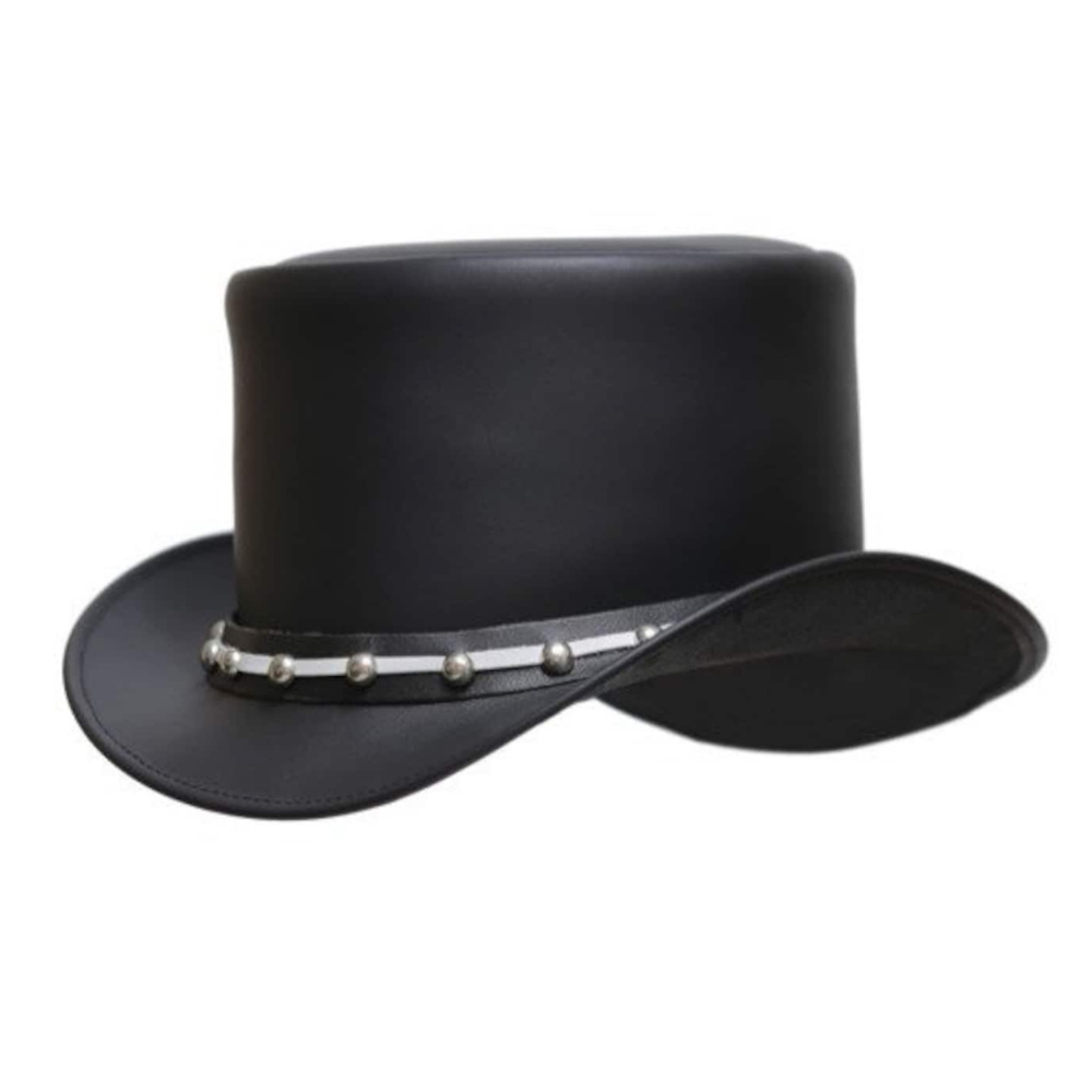 Handcrafted Black Leather Top Hat