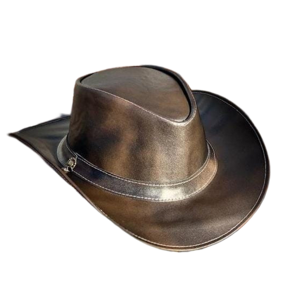 Handcrafted Brown Leather Cowboy Hat

