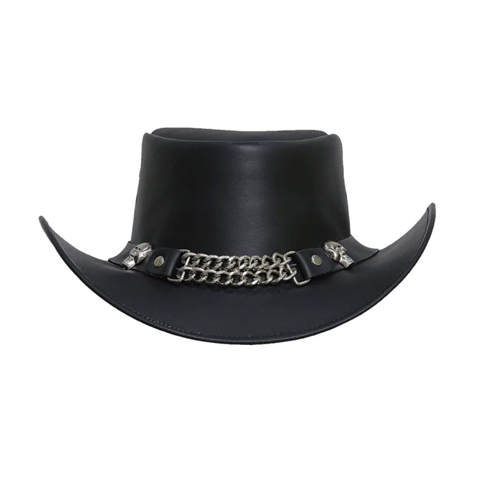 Handcrafted Cowhide Leather Skull Top Hat

