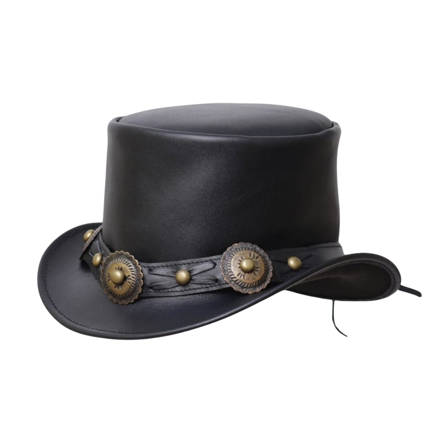 Handcrafted Leather Top Hat, Gothic Style
