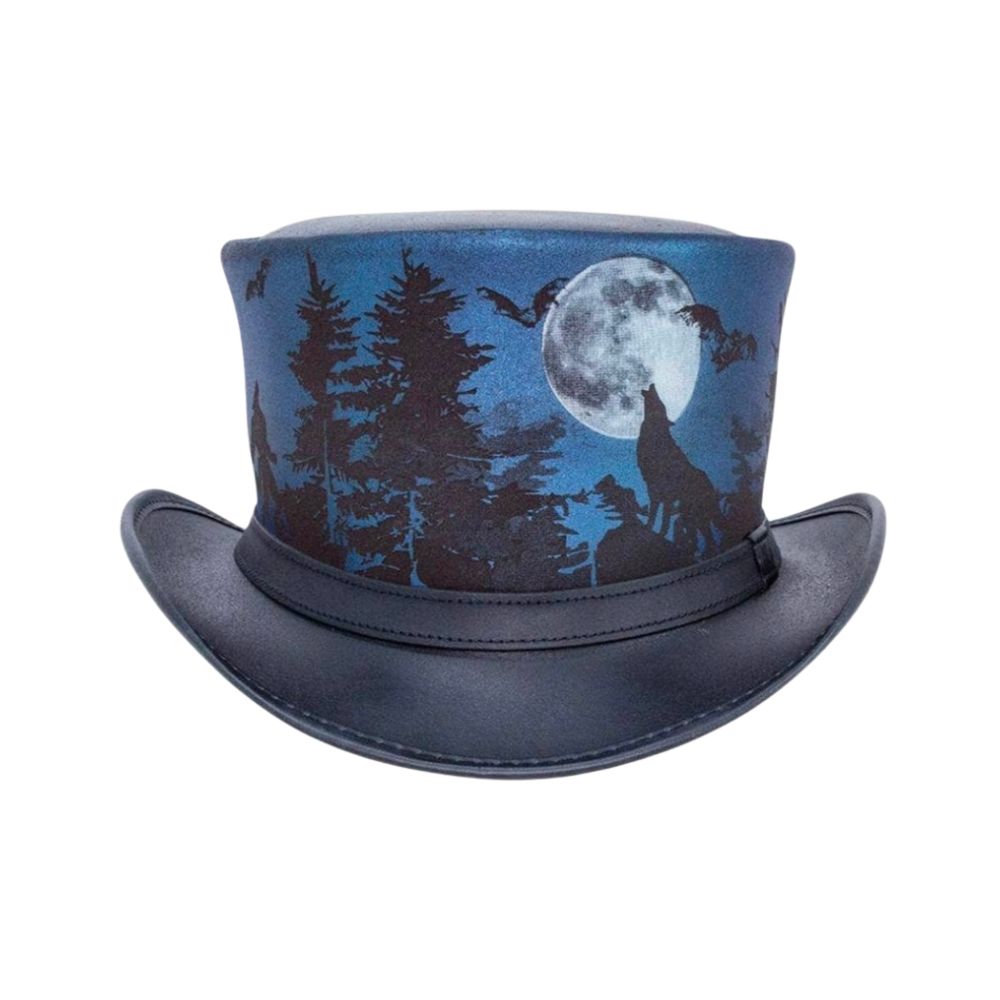 Handcrafted steampunk-inspired leather top hat
