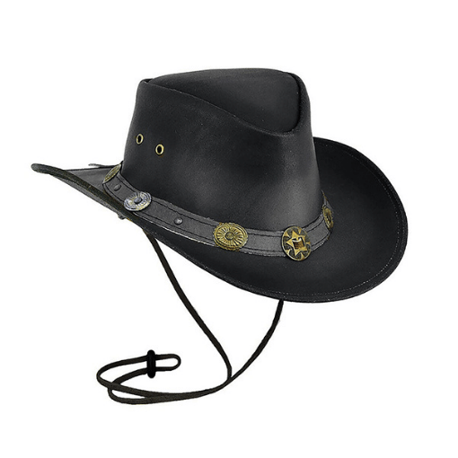 Leather Cowboy Hat with Strings

